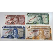 GIBRALTAR 1975 . ONE 1 - TWENTY 20 POUNDS BANKNOTES . SPECIMEN
